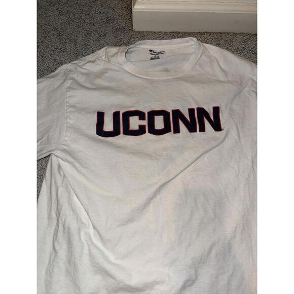 UCONN Huskies Champion White Long Sleeve Shirt Size Large? Logo Sellout Arm Y2K - Picture 2 of 7